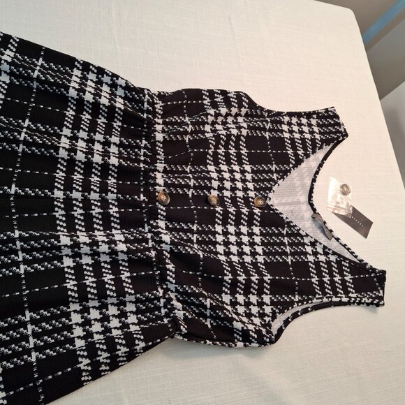 Plus Palazzo Wide Leg Jumpsuit, LG Stretch, Plaid Geometric, Slip On, New w Tags - Picture 3 of 16